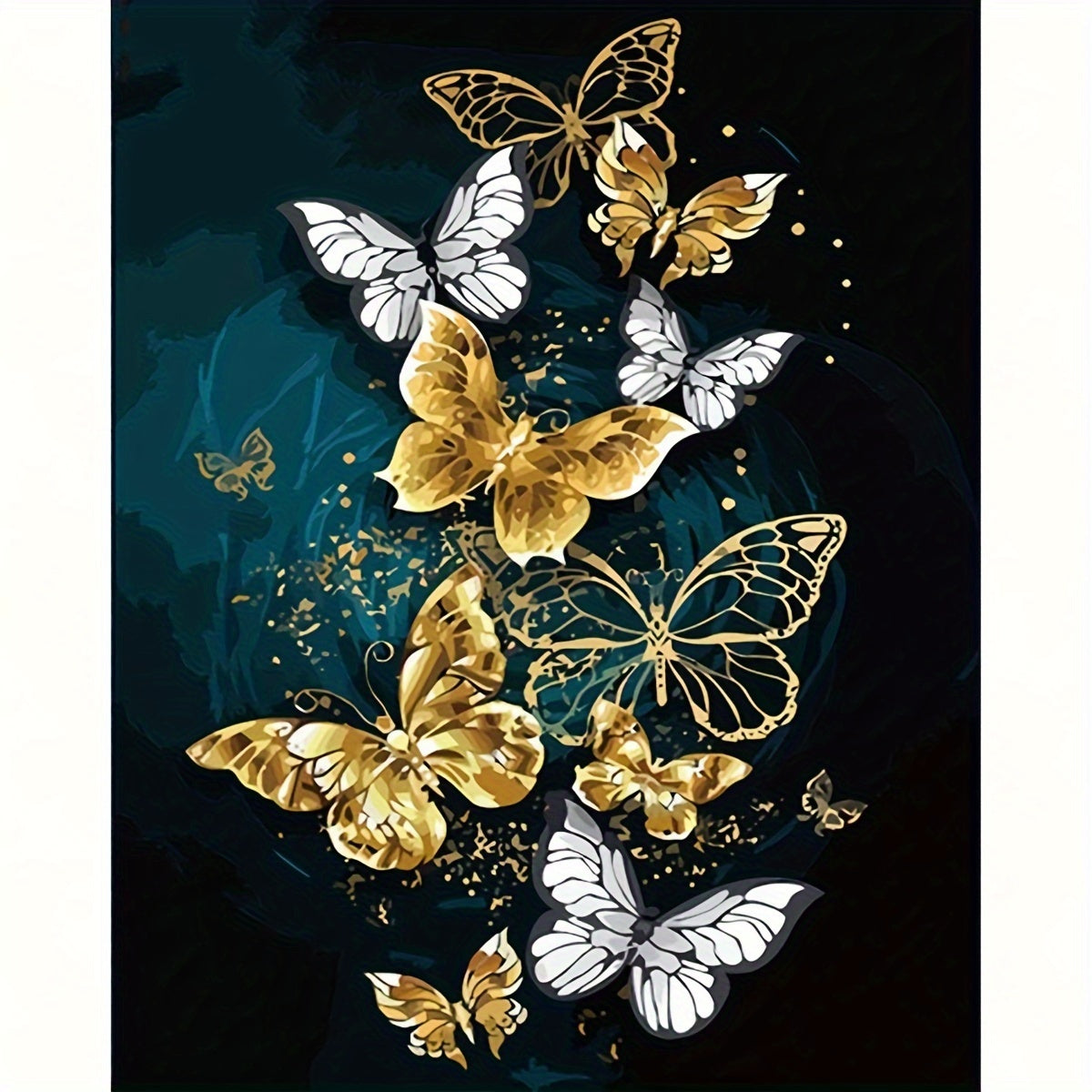 DIY Cross Stitch Kit Golden Butterfly Floral Pattern Material Package