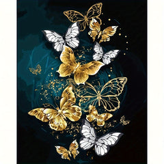 DIY Cross Stitch Kit Golden Butterfly Floral Pattern Material Package