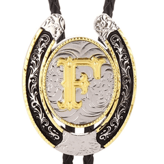 Western Cowboy Zinc Alloy BOLO Tie Natural Letter F Tie