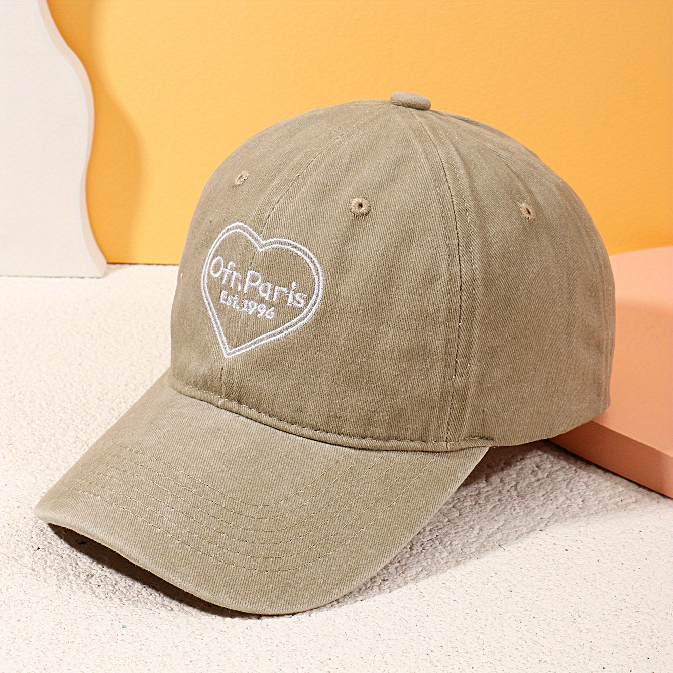 Heart Embroidery Baseball Cap Vintage Washed Distressed Dad Hats