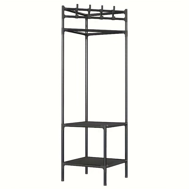 Corner Coat Rack Foyer Shoe Rack Standing Coat Rack with Storage Shelves