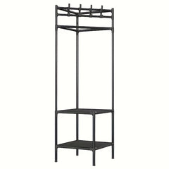 Corner Coat Rack Foyer Shoe Rack Standing Coat Rack with Storage Shelves