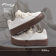 HUANQIU Round Toe Lace-up Skate Shoes Lightweight Sports Sneakers