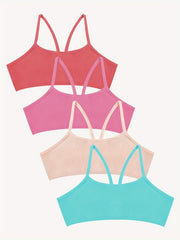 4pcs Girls Training Bras Stretchy Sports Bralette Sleeveless Crop Tank Tops
