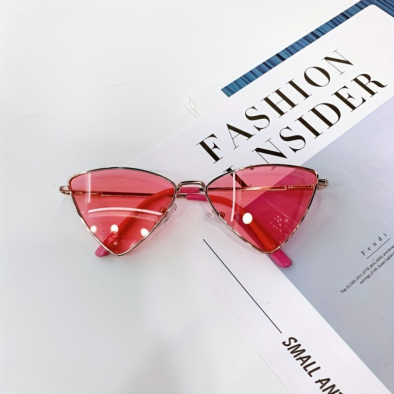 Girl's Metal Frame Triangle Sunglasses AC Lens