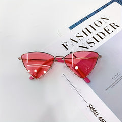 Girl's Metal Frame Triangle Sunglasses AC Lens