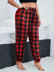 Women's Plus Plaid Print High Stretch Pajama Pants