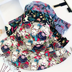 Hip Hop Animal Graffiti Double sided Foldable Bucket Hat