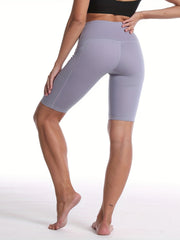 Seamless Yoga Sports Shorts High Waist Pocket