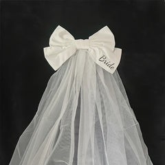 Bridal Bow Veil Wedding Hair Accessory for Women