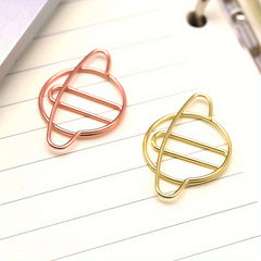 10pcs Planet Creative Paper Clip Golden Metal Paper Clip Rose Golden