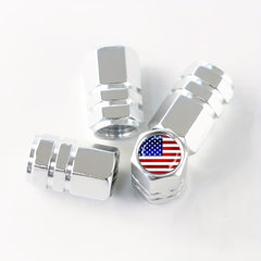 American Flag Valve Cap Dust Cap Aluminum Alloy Hexagonal Tire Valve Cap
