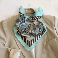 Green Paisley Print Bandana Vintage Square Scarf Silk Shawl Neckerchief