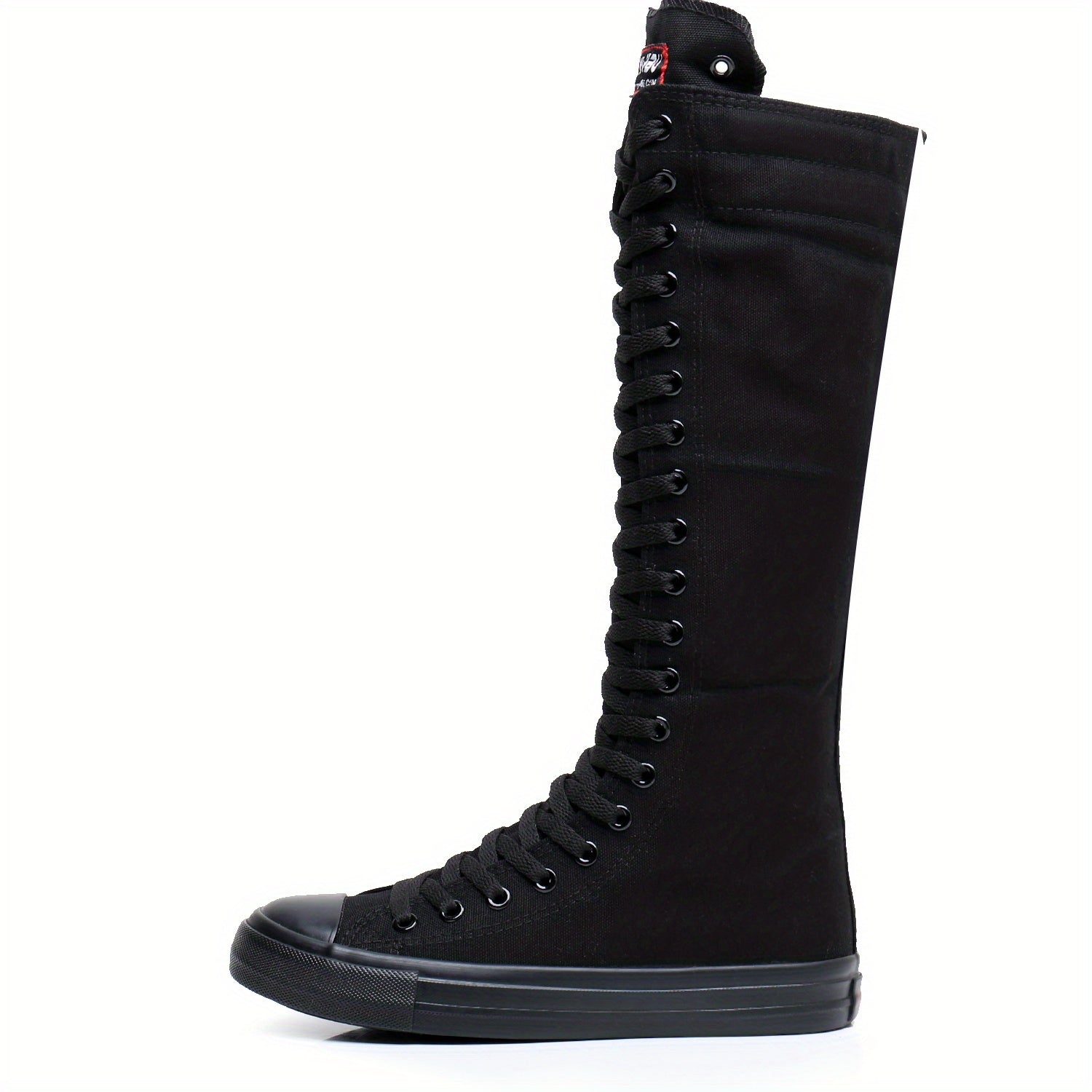 Women's Canvas Lace Up Boots Round Toe Side Zipper Comfortable Shoes