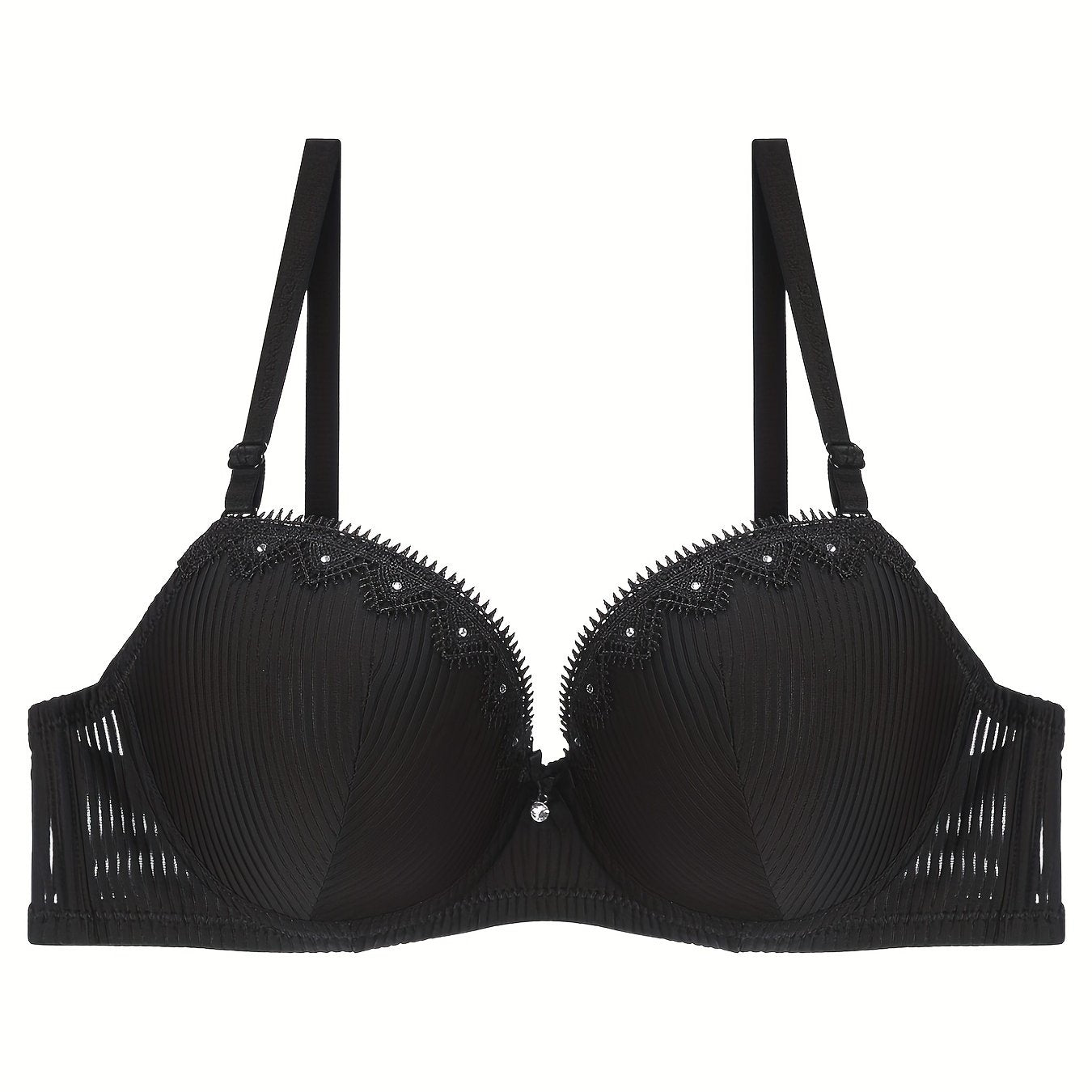 Contrast Lace Push Up Bra Bow Tie Lingerie