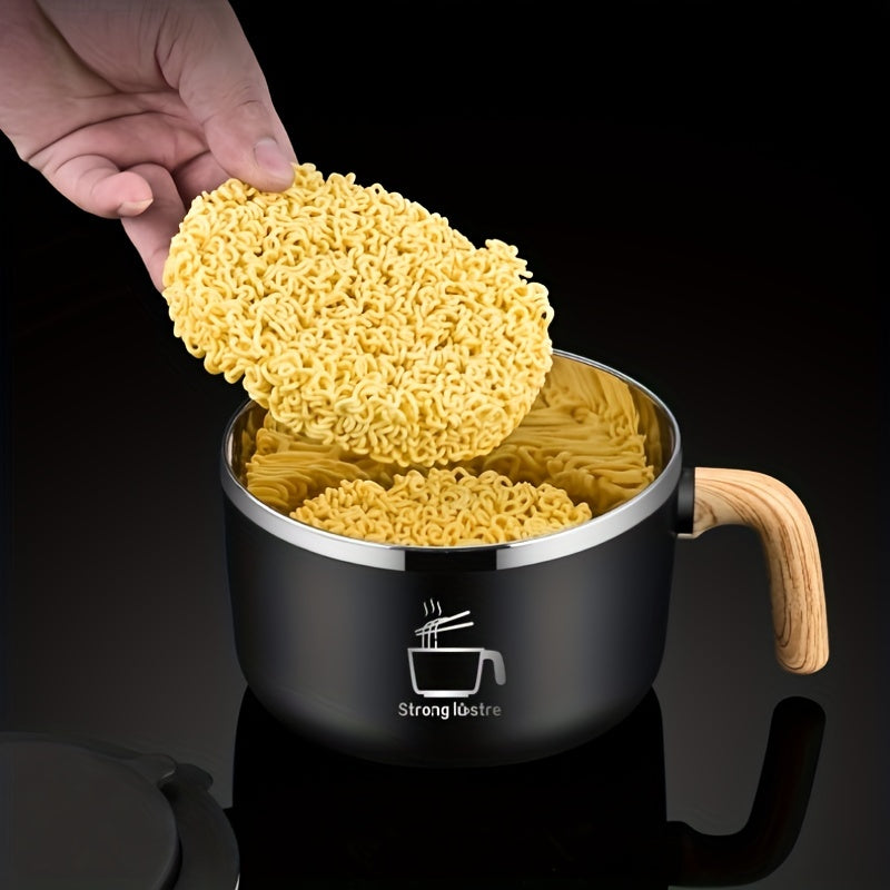 1200ml Stainless Steel Noodle Bowl with Lid & Handle