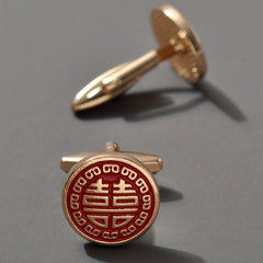 Double Happiness Wedding Cufflinks Set for Men