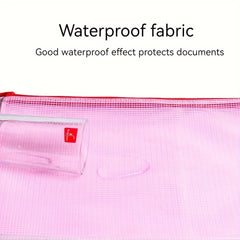 10pcs Grid Zipper File Bag Pen Bag Stationery Office Transparent Data Storage