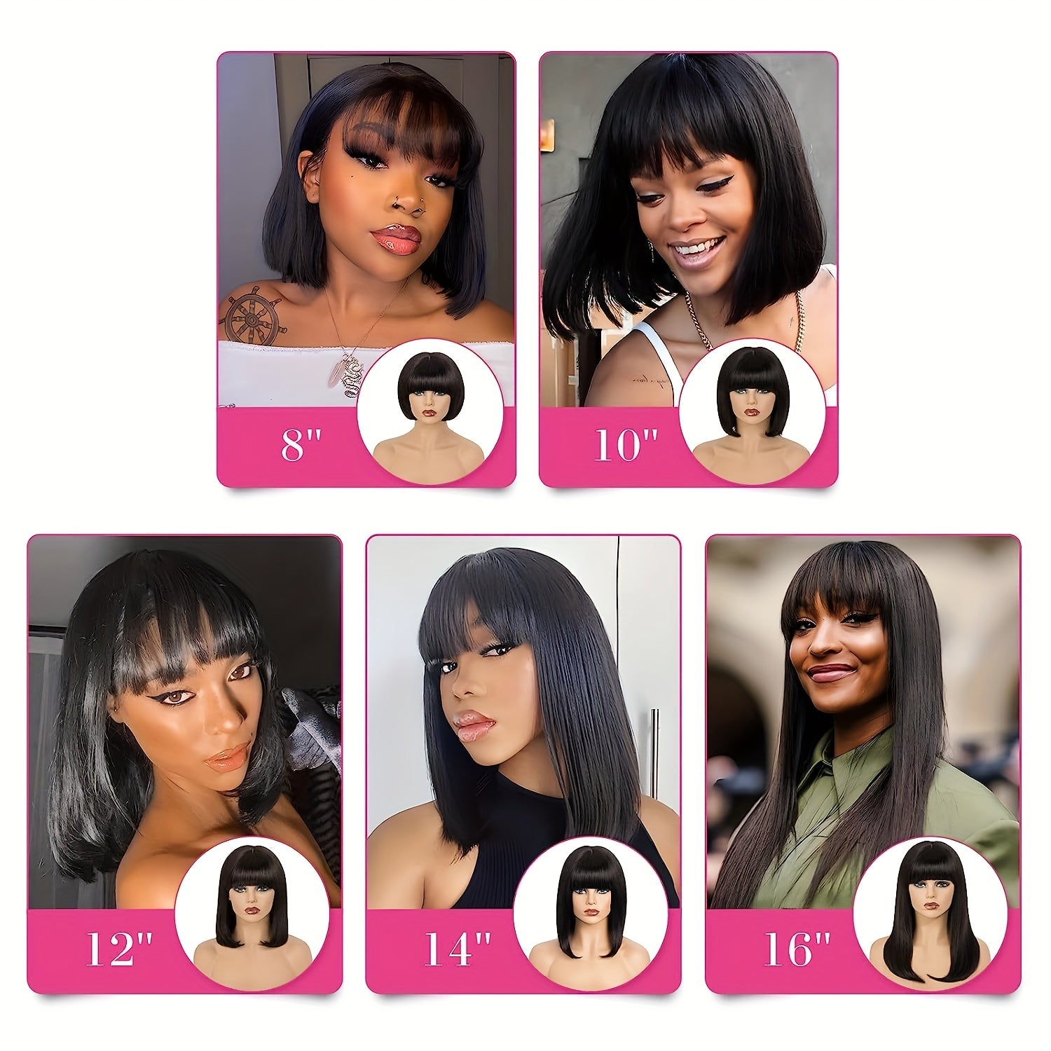 Straight Bob Wigs Afro Rose Net Medium Length Wig Natural Looking Synthetic Wigs