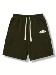Men's Long Skateboard Graphic Drawstring Shorts with Pockets