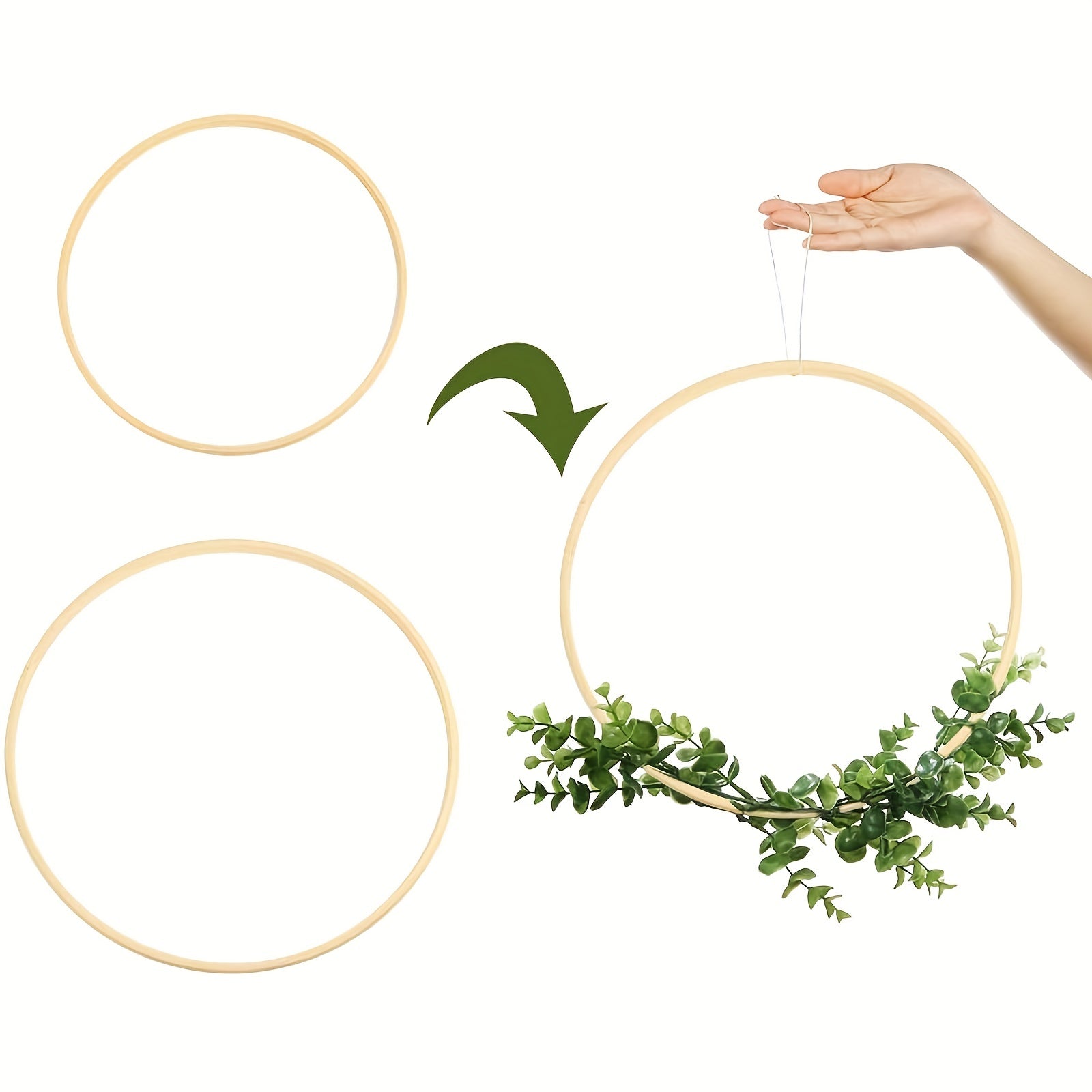 12pcs Wooden Bamboo Floral Hoop Wreath Rings for DIY Wedding Decor