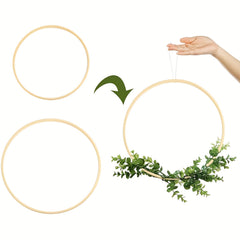 12pcs Wooden Bamboo Floral Hoop Wreath Rings for DIY Wedding Decor