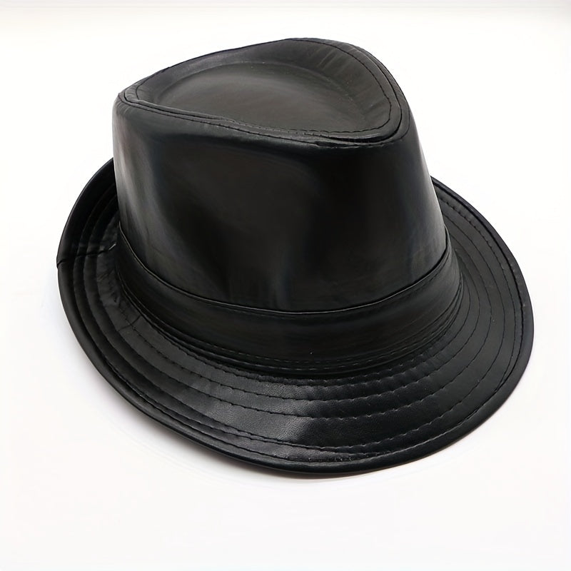 Men's PU Leather Top Hat Jazz Top Hat Outdoor Casual Hat
