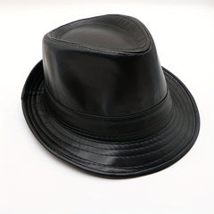 Men's PU Leather Top Hat Jazz Top Hat Outdoor Casual Hat
