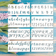 Calligraphy Number Letter Stencil Cursive Alphabet Cake Stencil