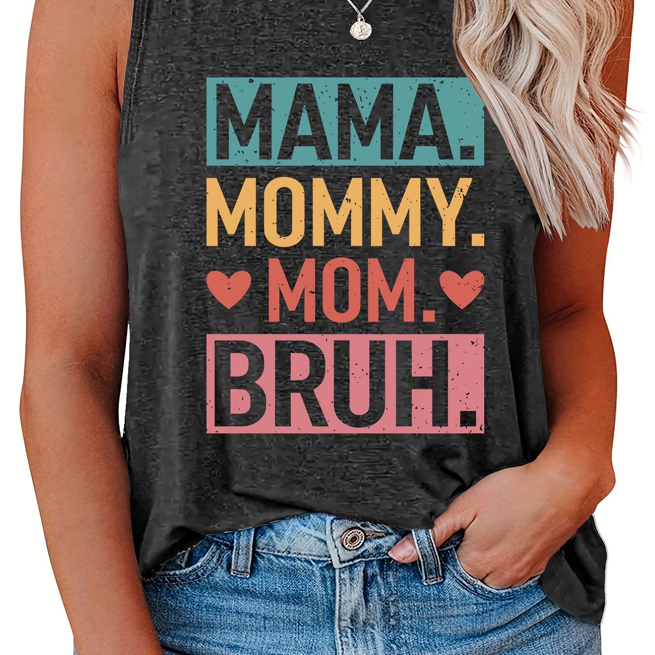 Women's Plus Size Colorful Letter Print Tank Top