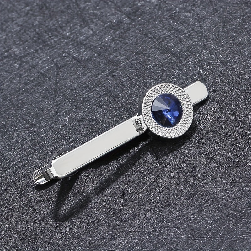 Round Zircon Collar Clip Shirt Suit Tie Clip For Men