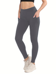 High Waist Cropped Yoga Pants Side Pockets Slim Fit Stretchy Yoga Leggings