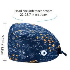 Multicolor Cartoon Print Work Cap Nurse Hat Adjustable Scrub Cap