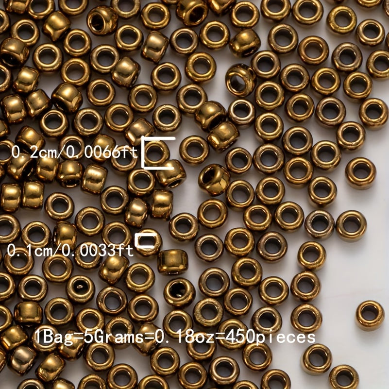 450Pcs Metallic Round Glass Seed Beads 11/0 2.0MM Pony Beads Plated