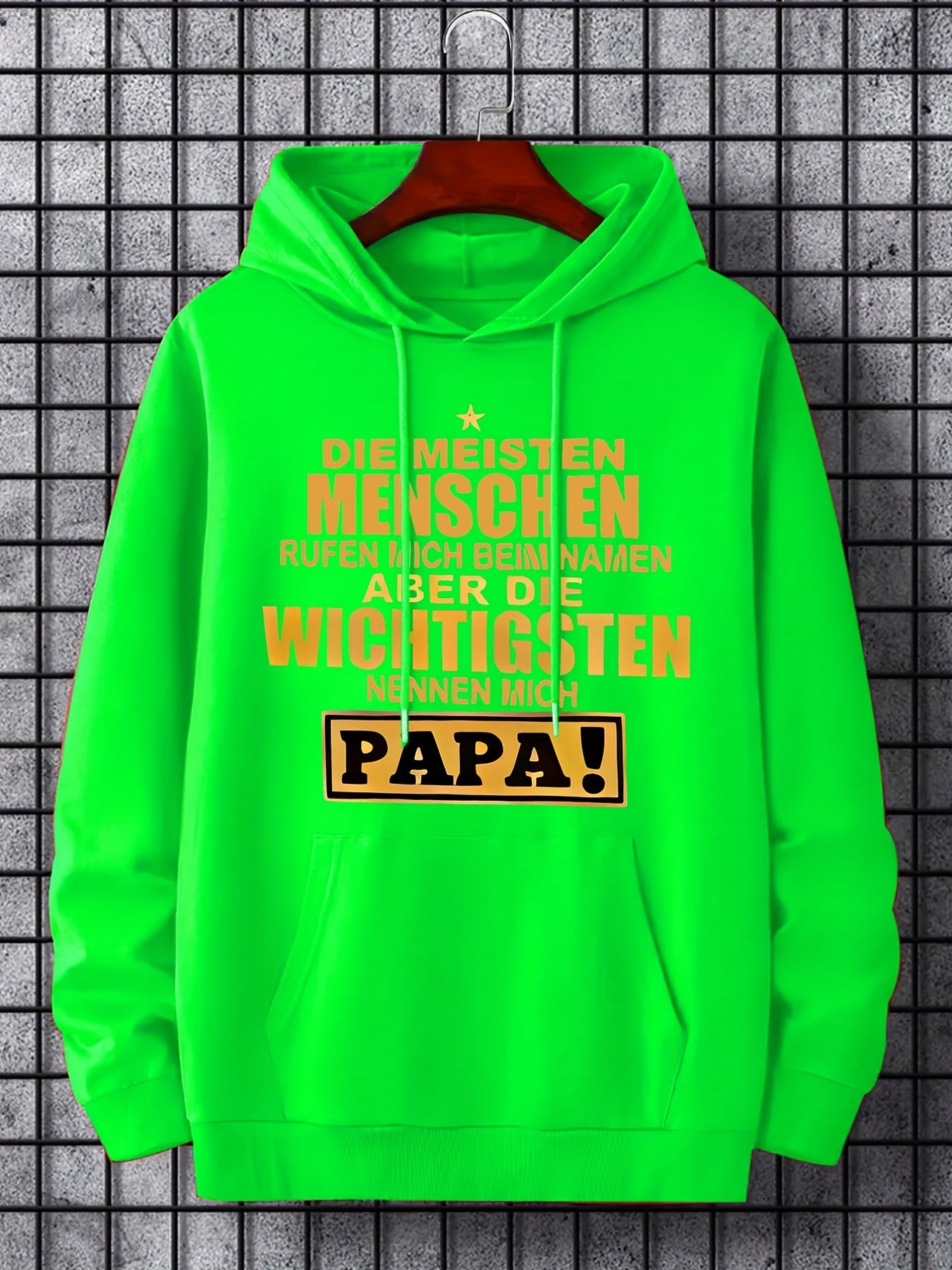Men's Papa Print Hoodie Casual Drawstring Hooded Sweatshirt
