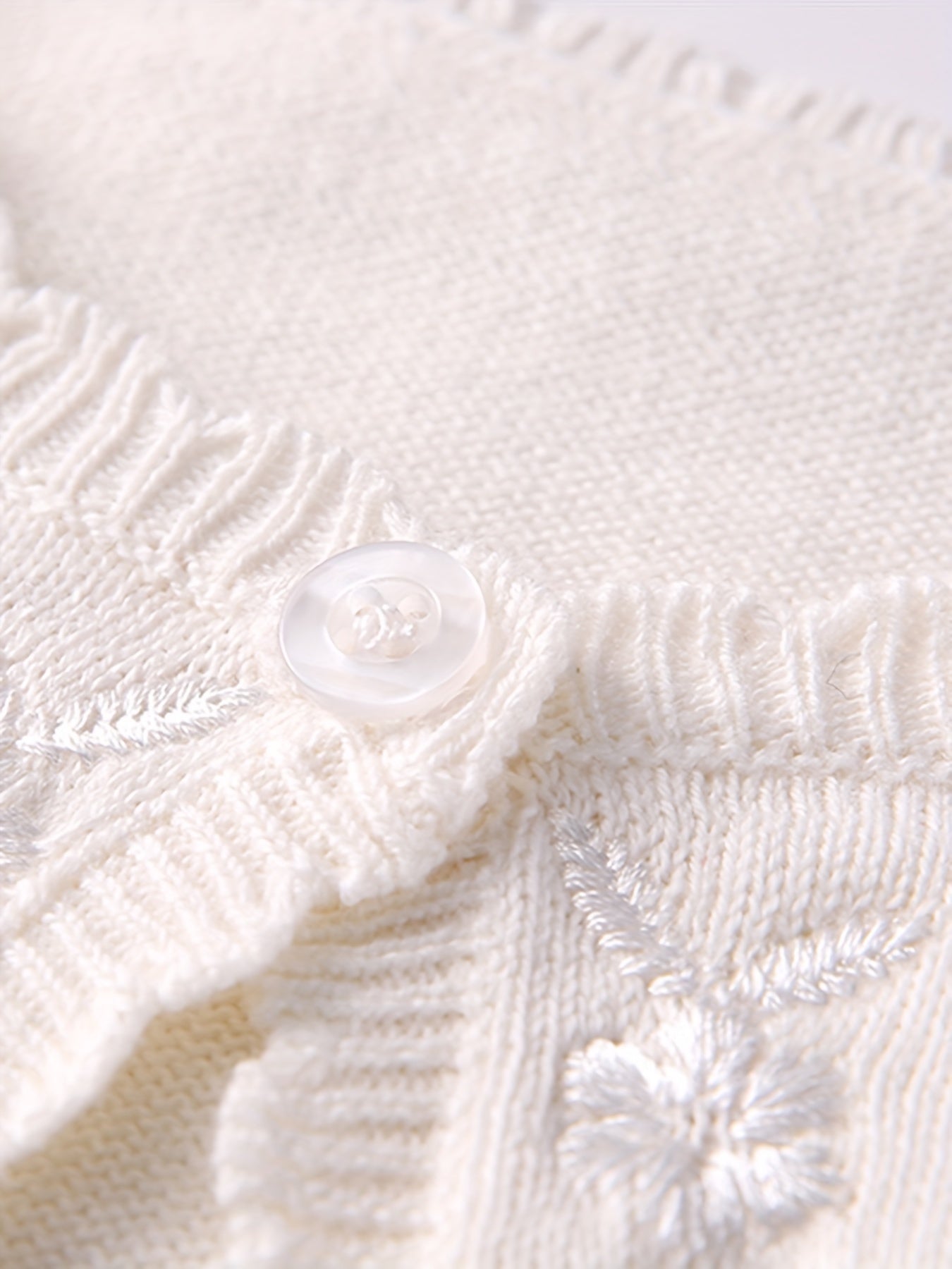Baby Girls Floral Embroidery Knit Cardigan for Spring Autumn