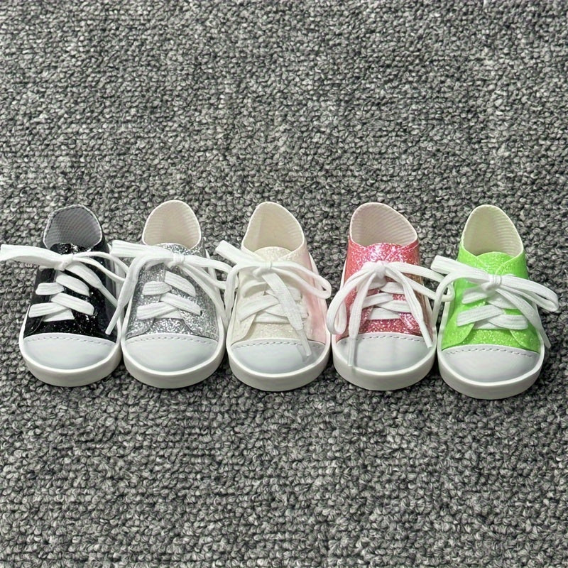 Fluorescent PU Leather Doll Shoes Low Top Sneakers for American Doll