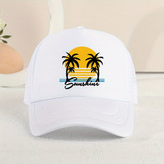 Breathable Mesh Sunset Coconut Tree Baseball Cap for Kids