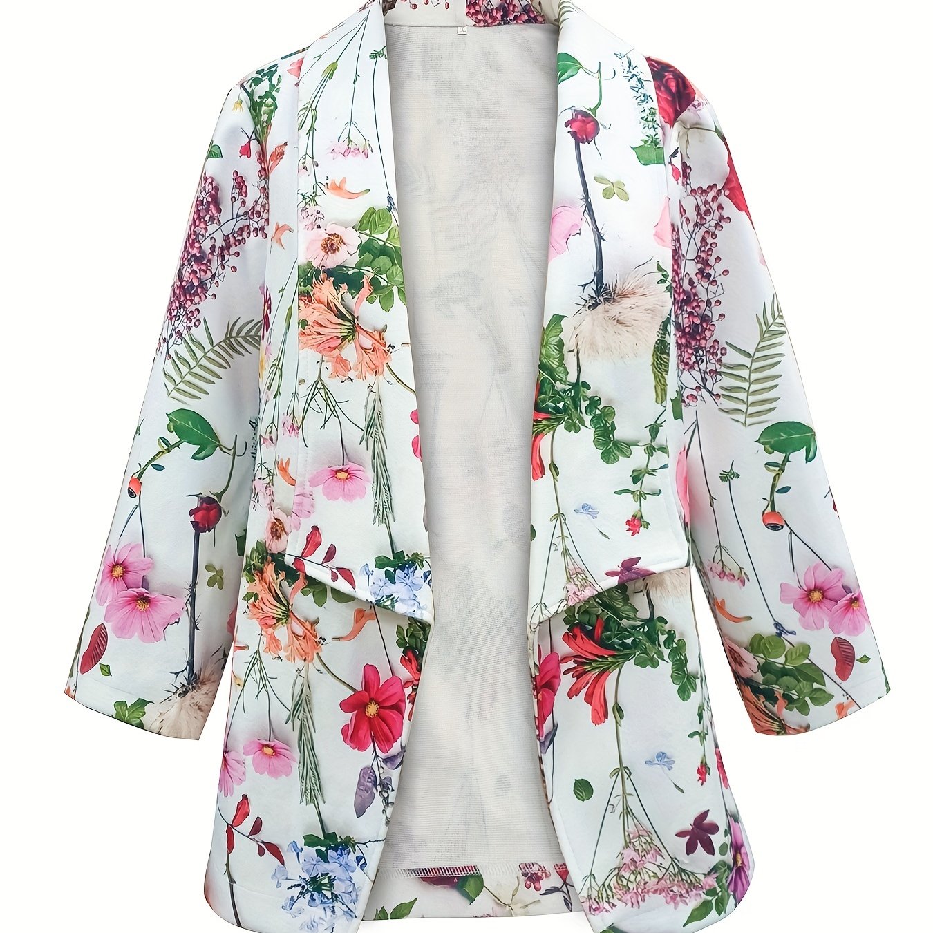 Floral Print Waterfall Collar Blazer
