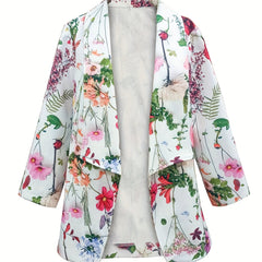 Floral Print Waterfall Collar Blazer