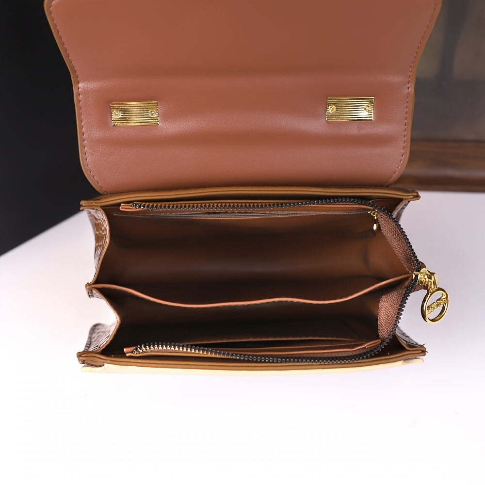 Snake Print Crossbody Bag with Detachable Strap