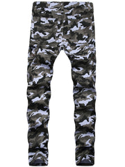 Camouflage Pattern Pocket Jeans Men s Casual Stretch Street Style Denim