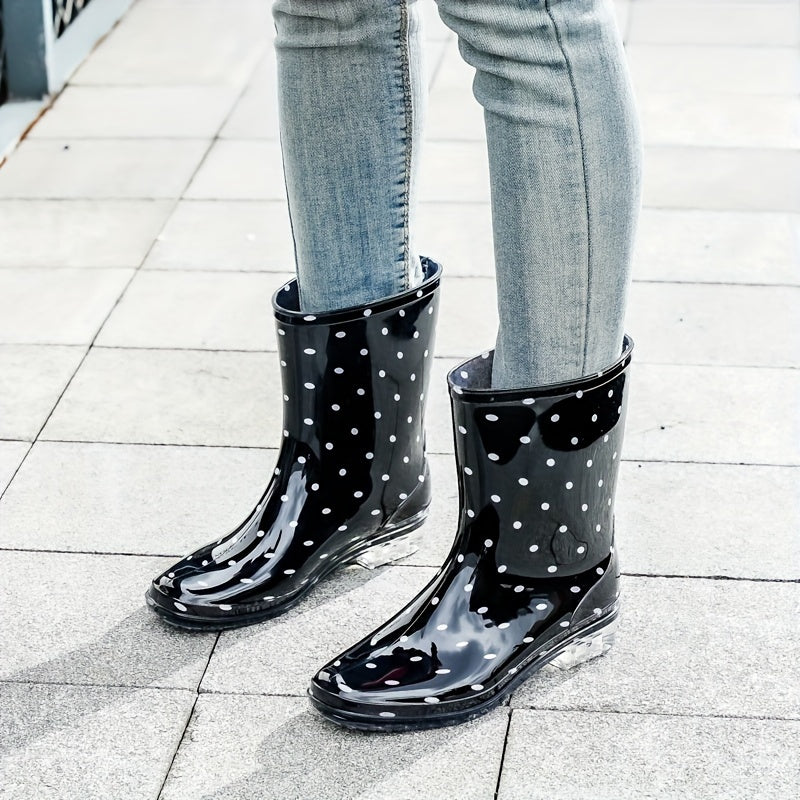 Women's Waterproof Medium Tube Rubber Rain Boots