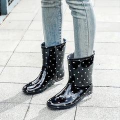 Women's Waterproof Medium Tube Rubber Rain Boots