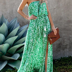 Floral Print Ruffle Trim Dress Off Shoulder Women's