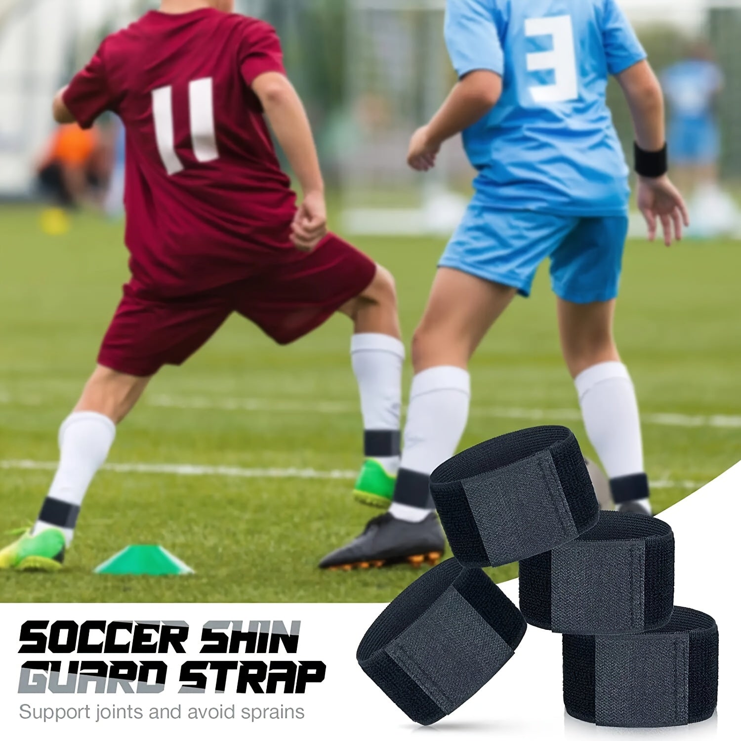2pcs Soccer Shin Guard Straps Adjustable Anti Slip Shin Fixed Strap