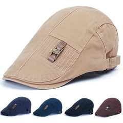 Men's Vintage Leather Beret with Iron Buckle