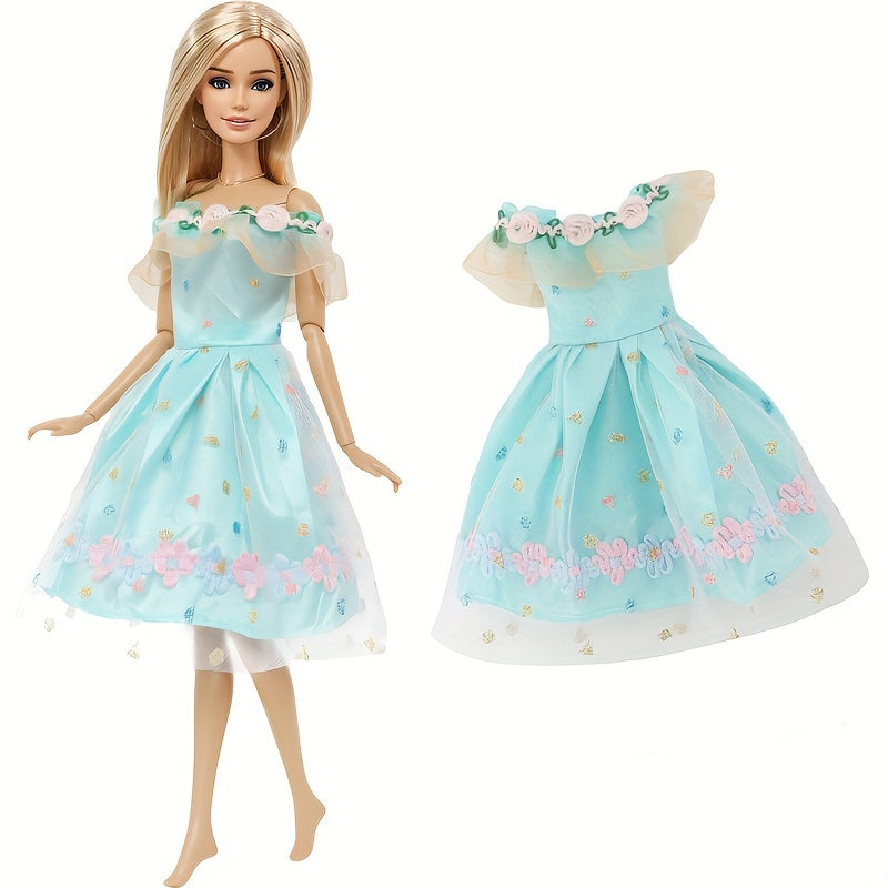 Green Floral Lace Mini Dress for 29 Dolls - Perfect Party Outfit