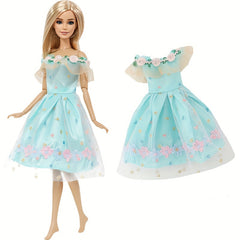 Green Floral Lace Mini Dress for 29 Dolls - Perfect Party Outfit