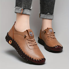 Women's Lace Up Flat Sneakers Soft Sole Casual Walking Shoes